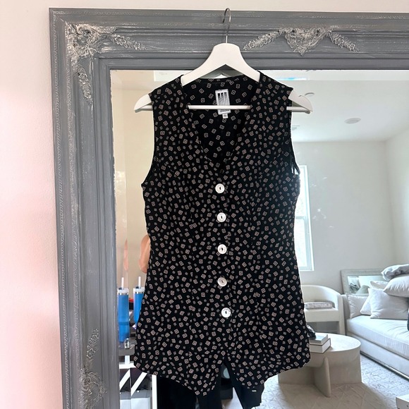 Hi Studio Jackets & Blazers - Vintage 90s HI Studio Floral Mother of Pearl Button Front Waist Tie Back Vest S